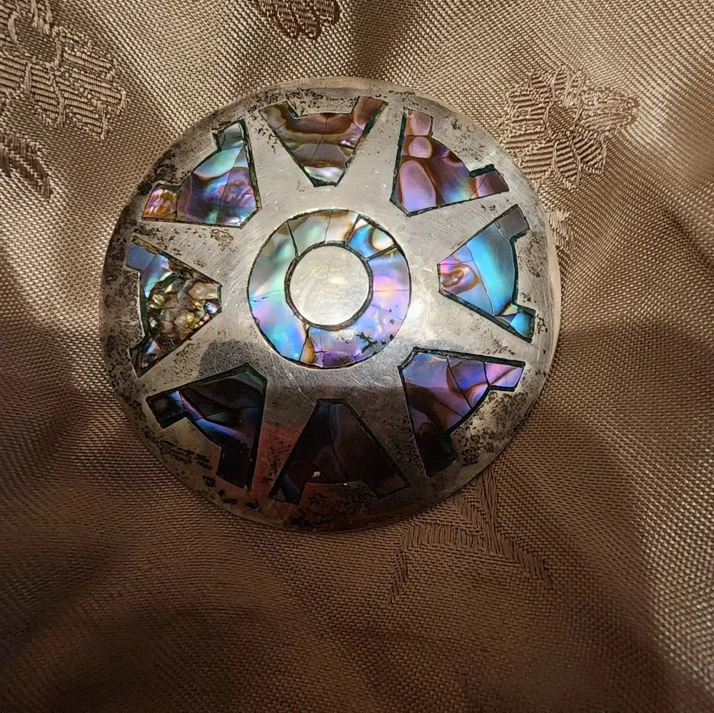 Vintage Taxco Silver Abalone brooch/pendant‎